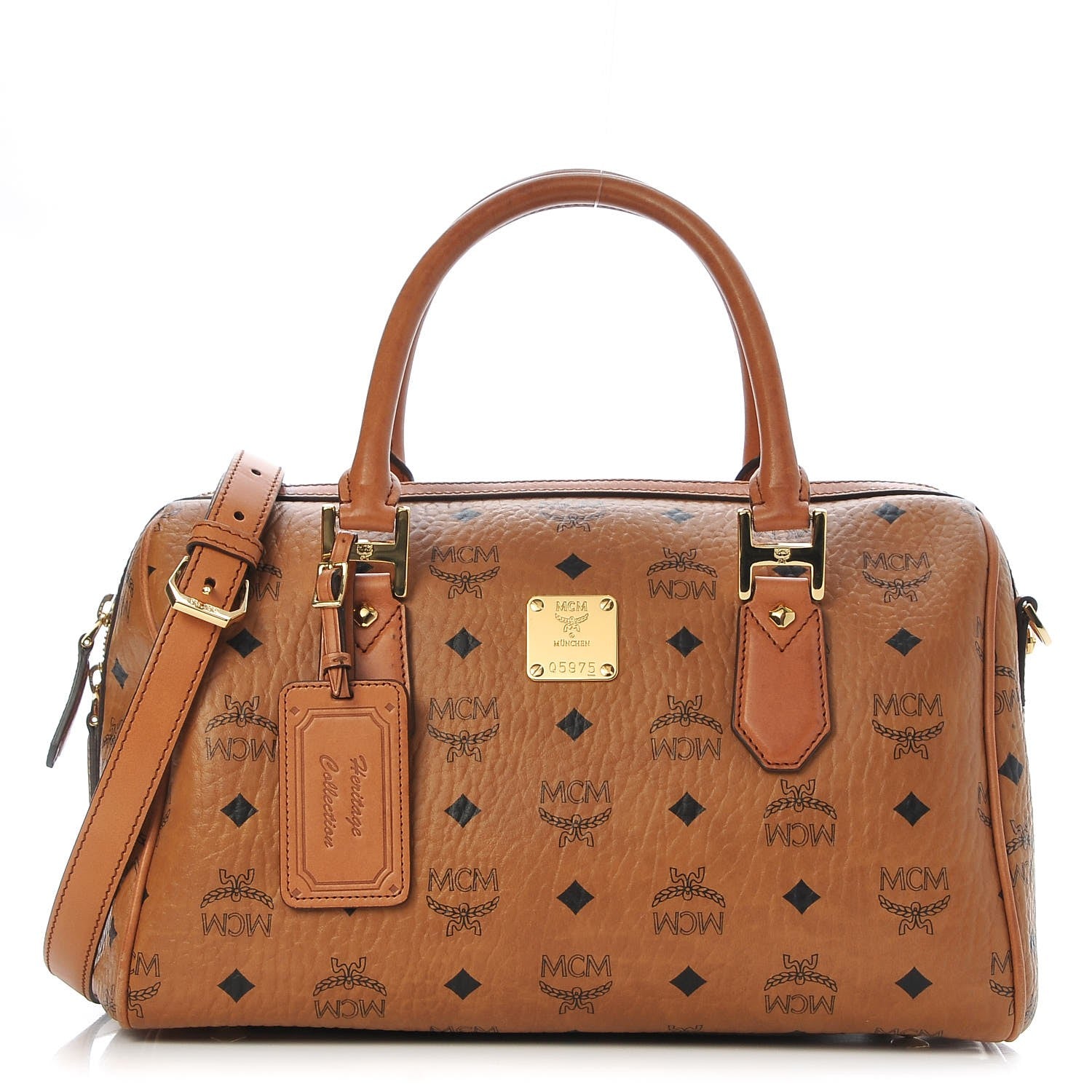 MCM Visetos Essential Boston Bag Cognac 1 of 17