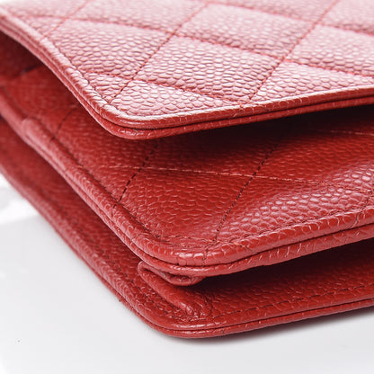 Chanel Caviar Quilted Wallet on Chain WOC Red 5 of 11