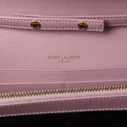 Saint Laurent Grain De Poudre Matelasse Chevron Monogram Chain Wallet Tender Pink 8 of 11