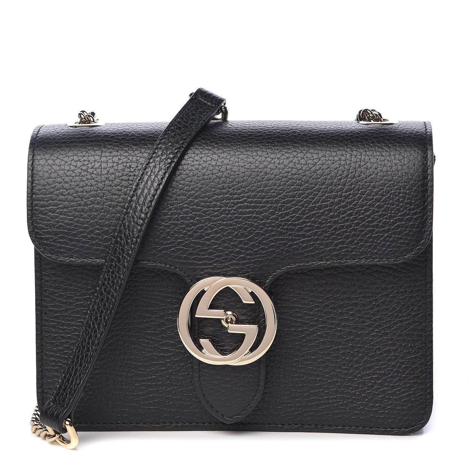 Gucci Dollar Calfskin Small Interlocking G Shoulder Bag Black 1 of 10