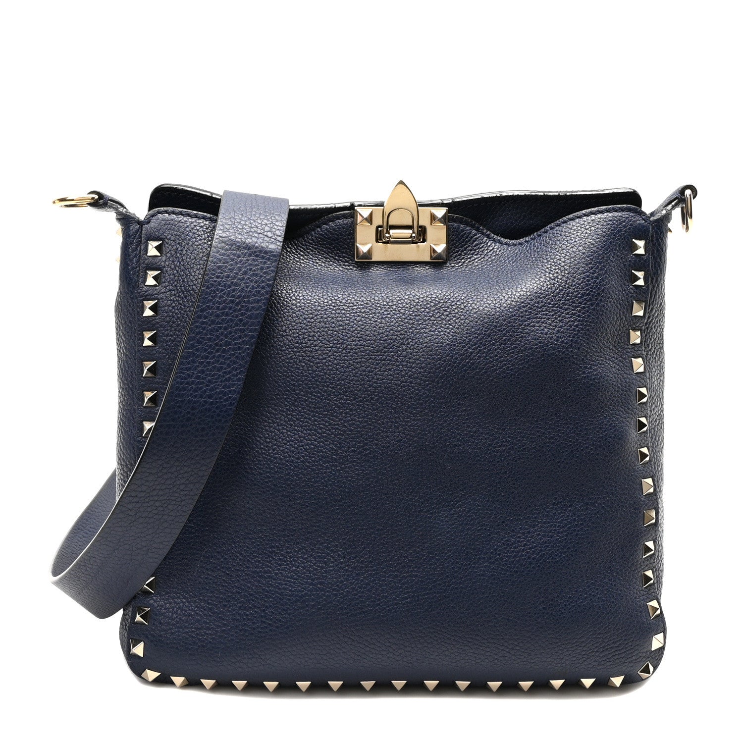 Valentino Garavani Pebbled Calfskin Small Rockstud Flip-Lock Messenger Bag Pure Blue 1 of 9