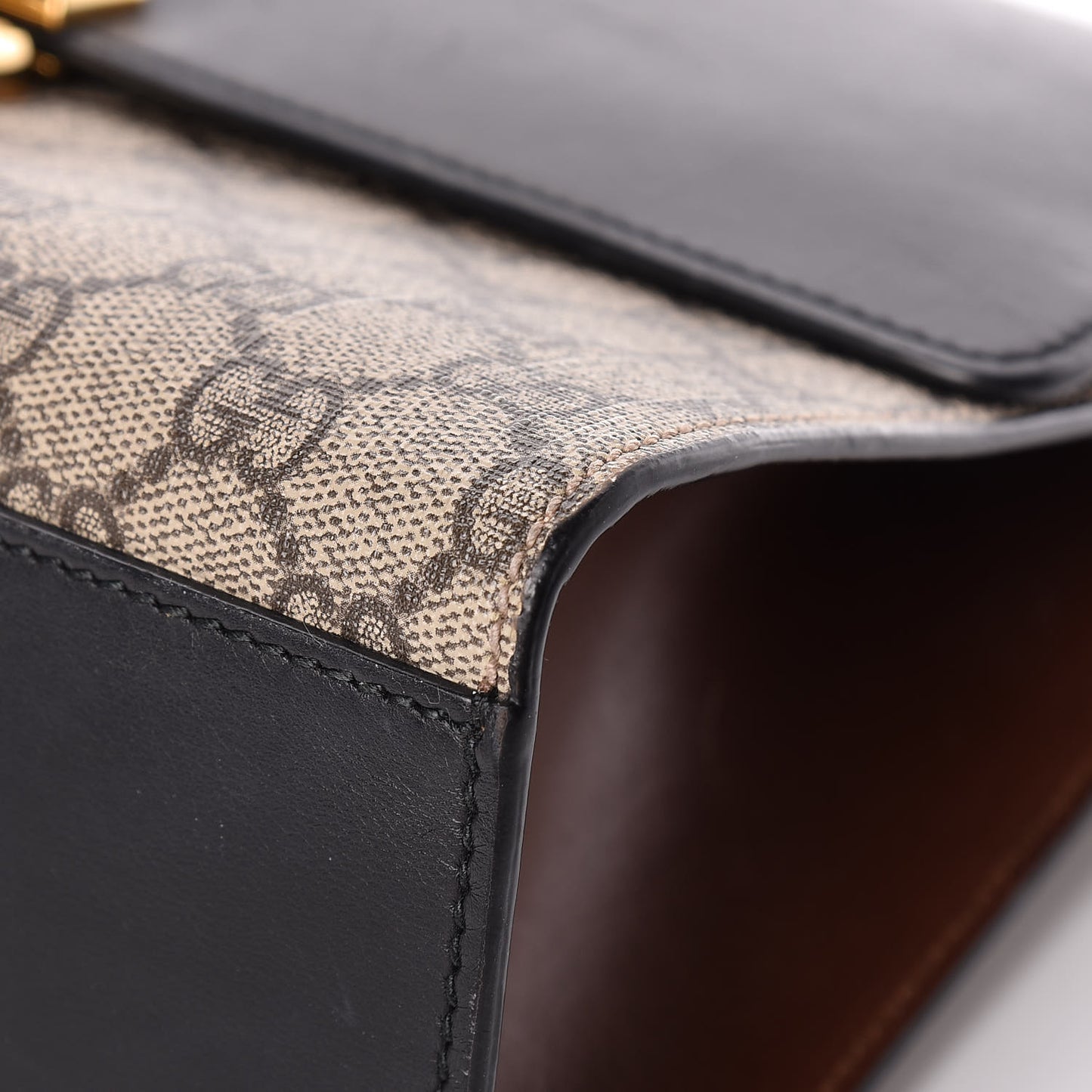 GG Supreme Monogram Calfskin Medium Padlock Shoulder Bag Beige Black Cuir