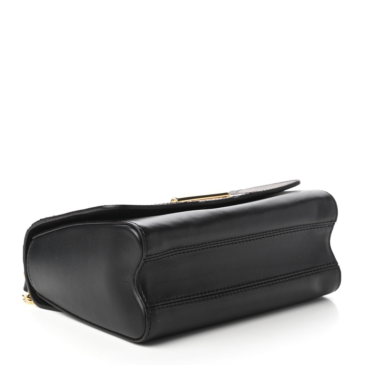 Veau Satin Monogram Twist Shoulder Bag MM Black