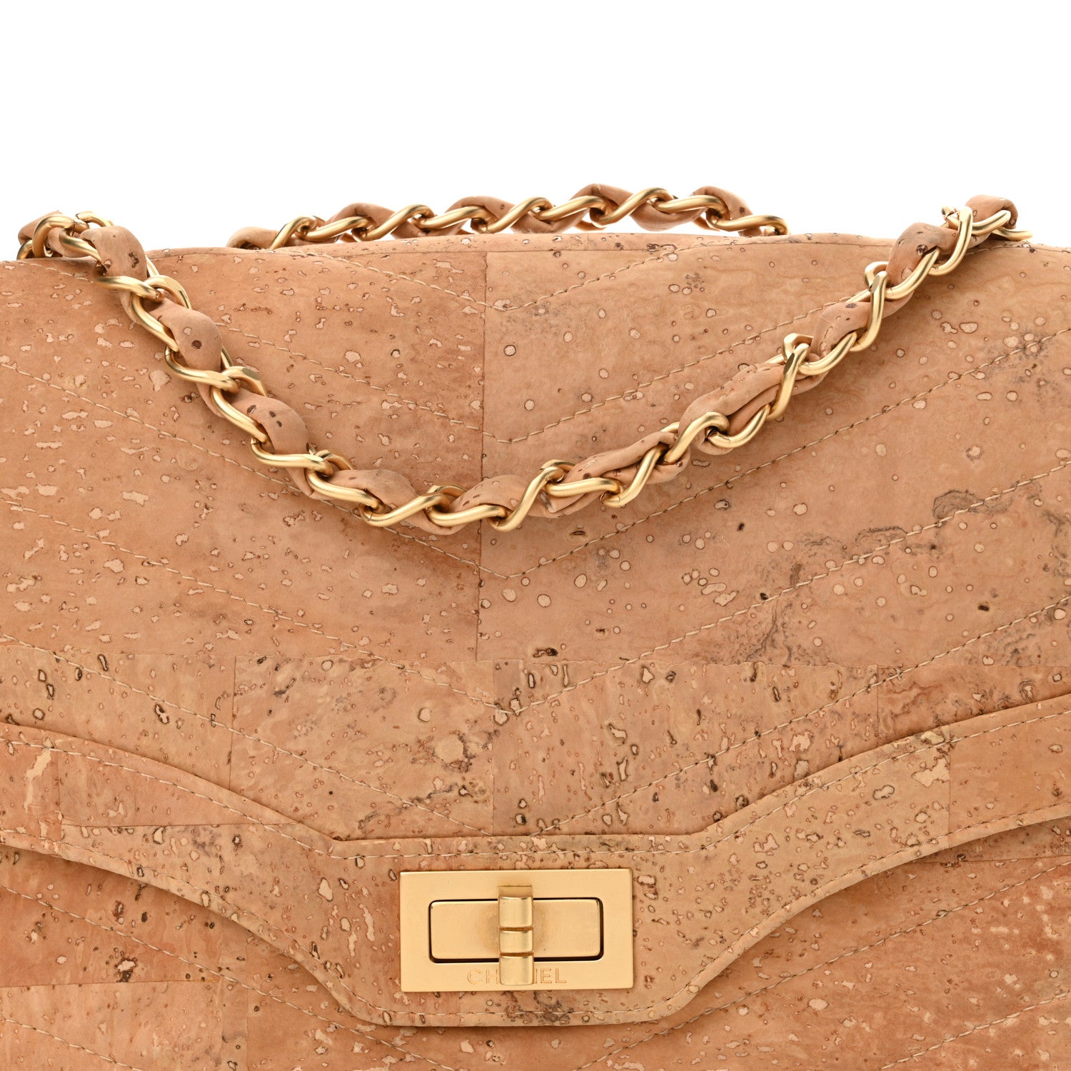 Chanel Cork Chevron Quilted Small Mademoiselle Flap Beige 8 of 14