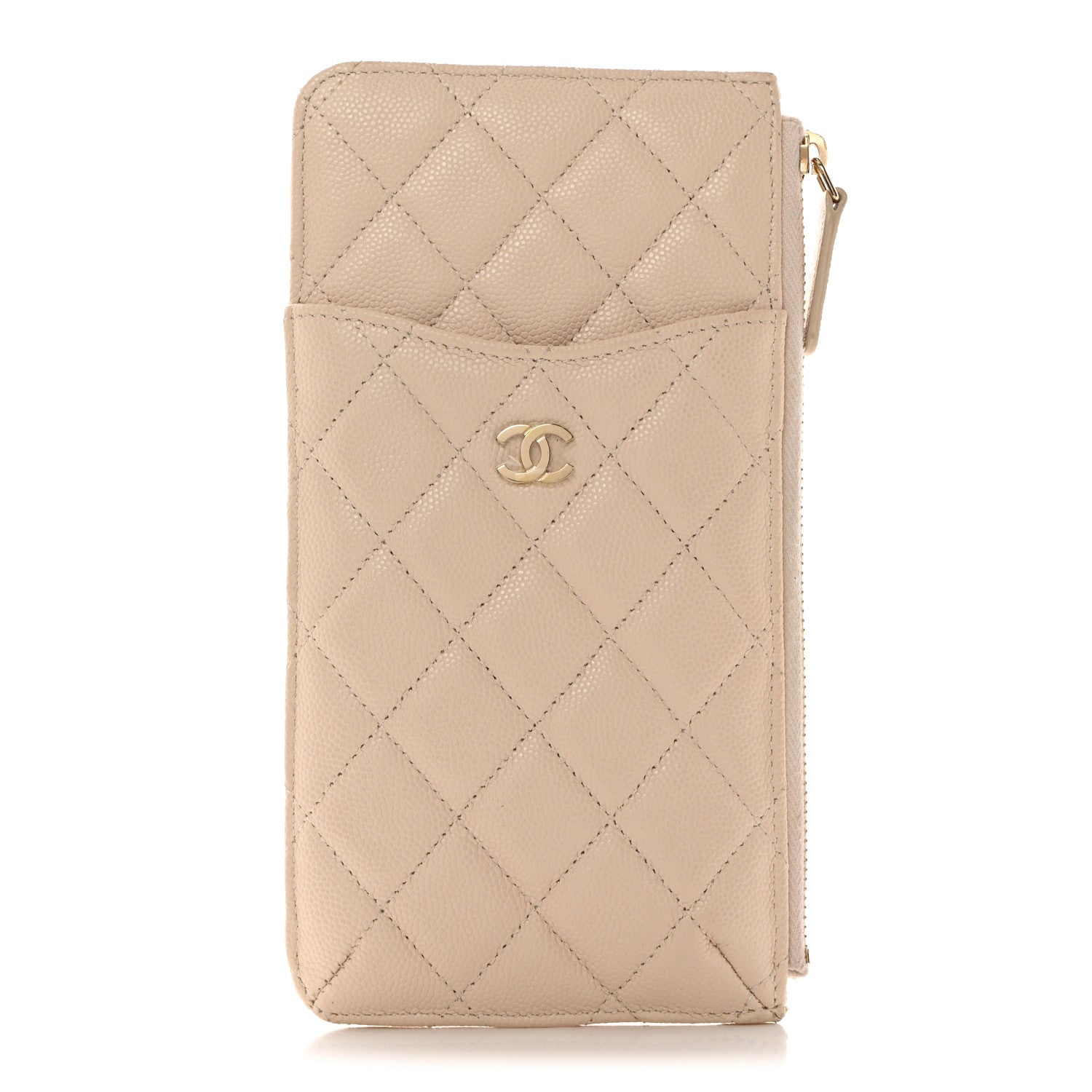Chanel Caviar Quilted Classic iPhone Pouch Light Beige 1 of 8
