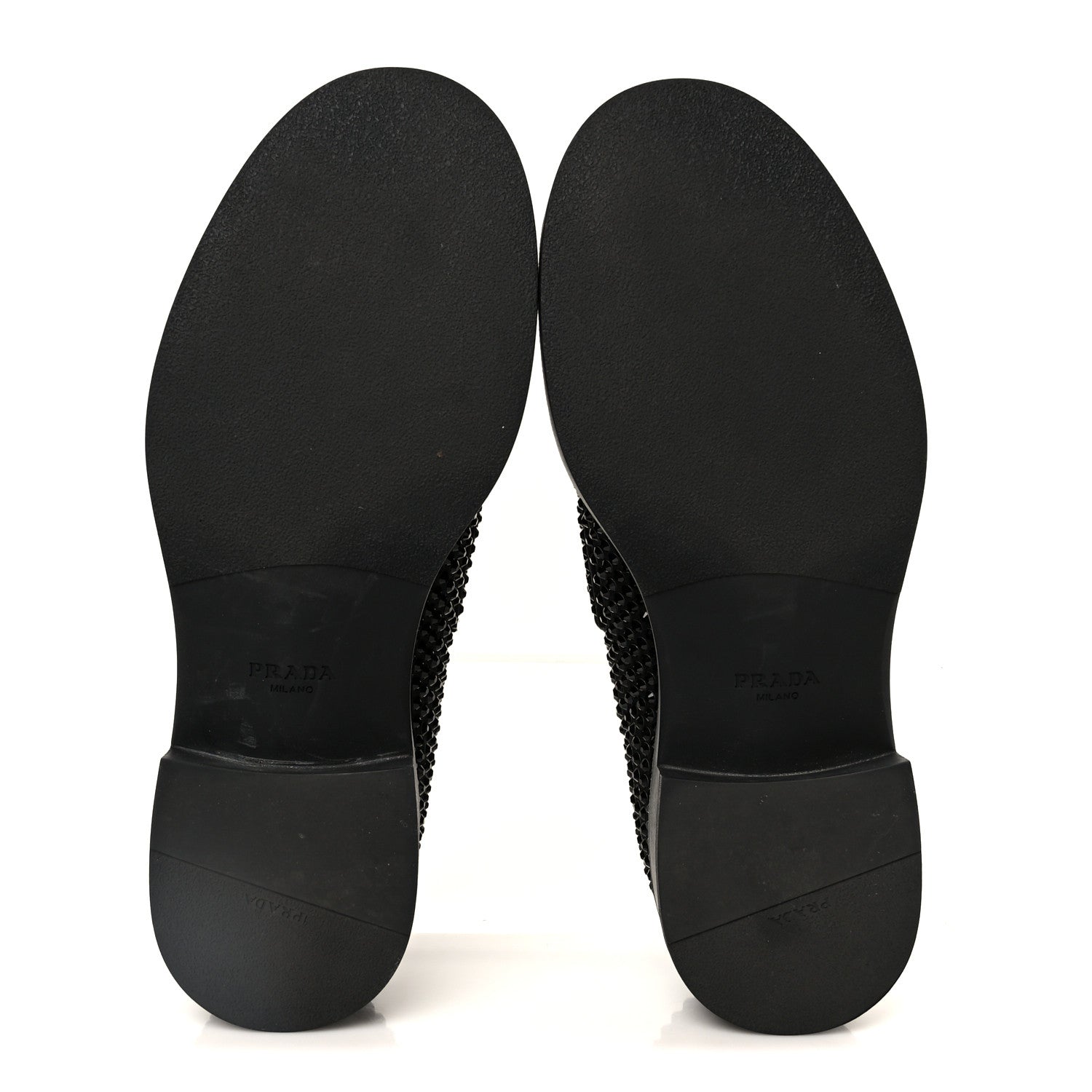 Prada Satin Crystal Metal Triangle Logo Mens Loafers  8.5 Black 6 of 12