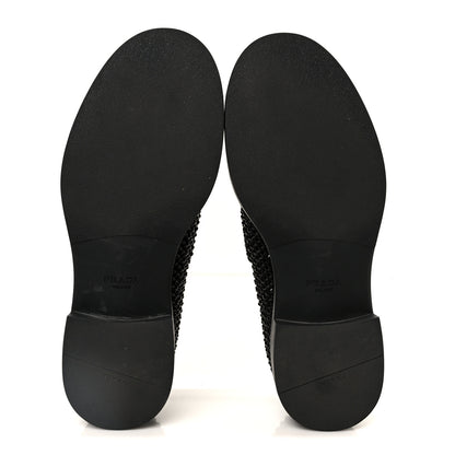 Prada Satin Crystal Metal Triangle Logo Mens Loafers  8.5 Black 6 of 12