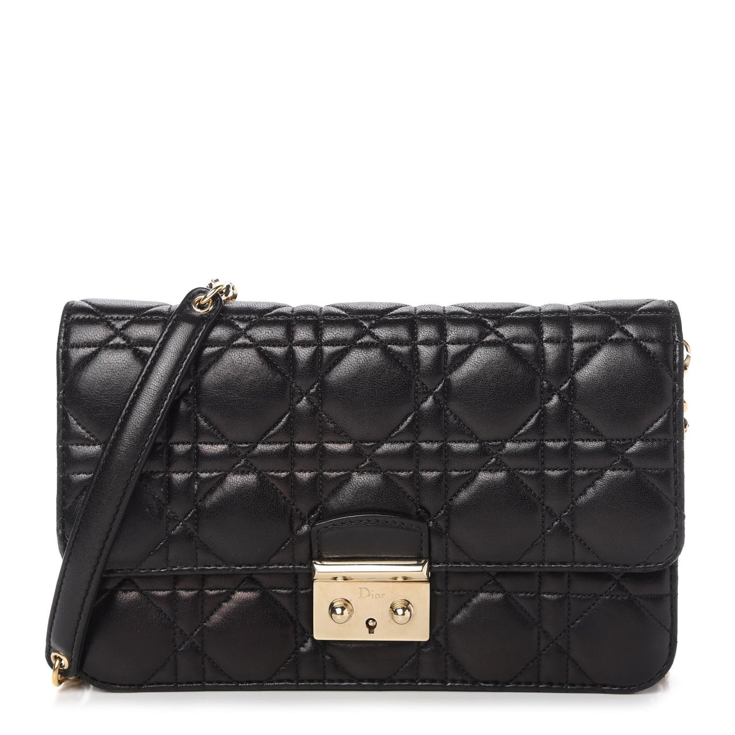 Lambskin Cannage Miss Dior Promenade Pouch Black