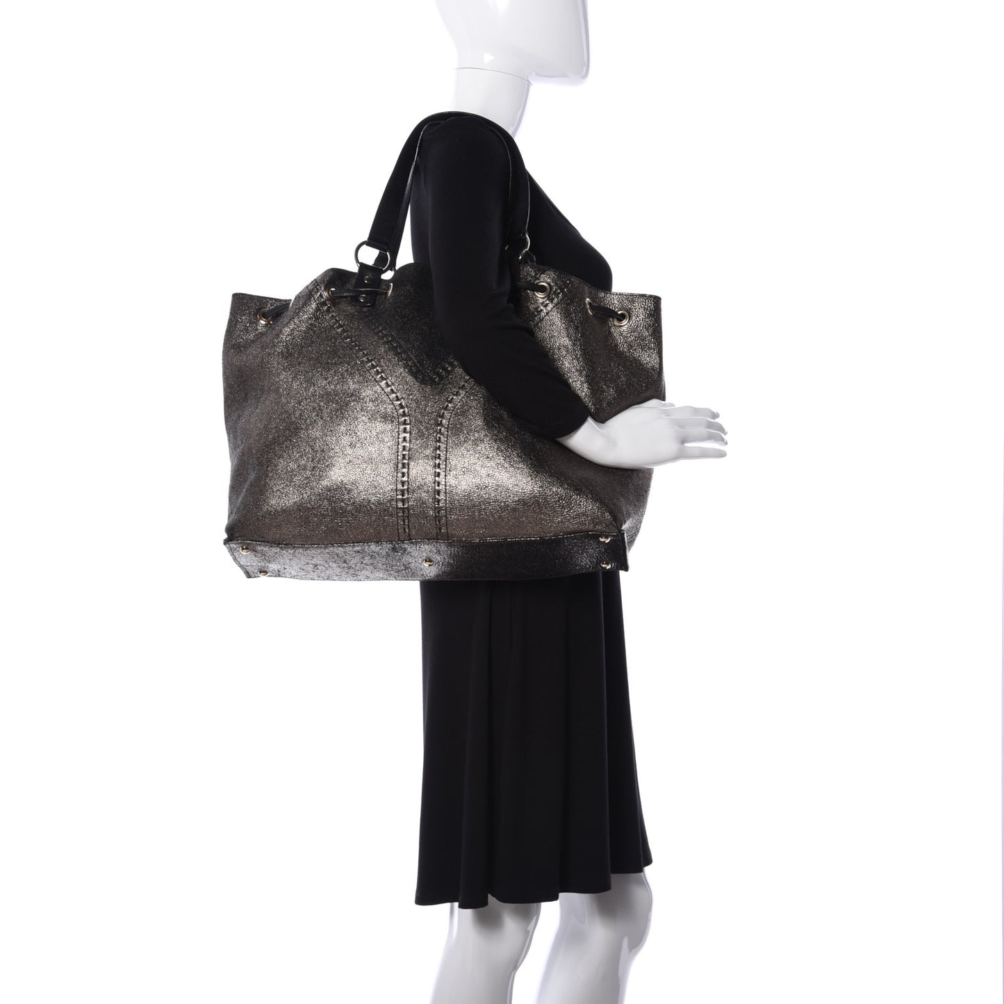 Calfskin Reversible Double Sac Y Tote Gold Black