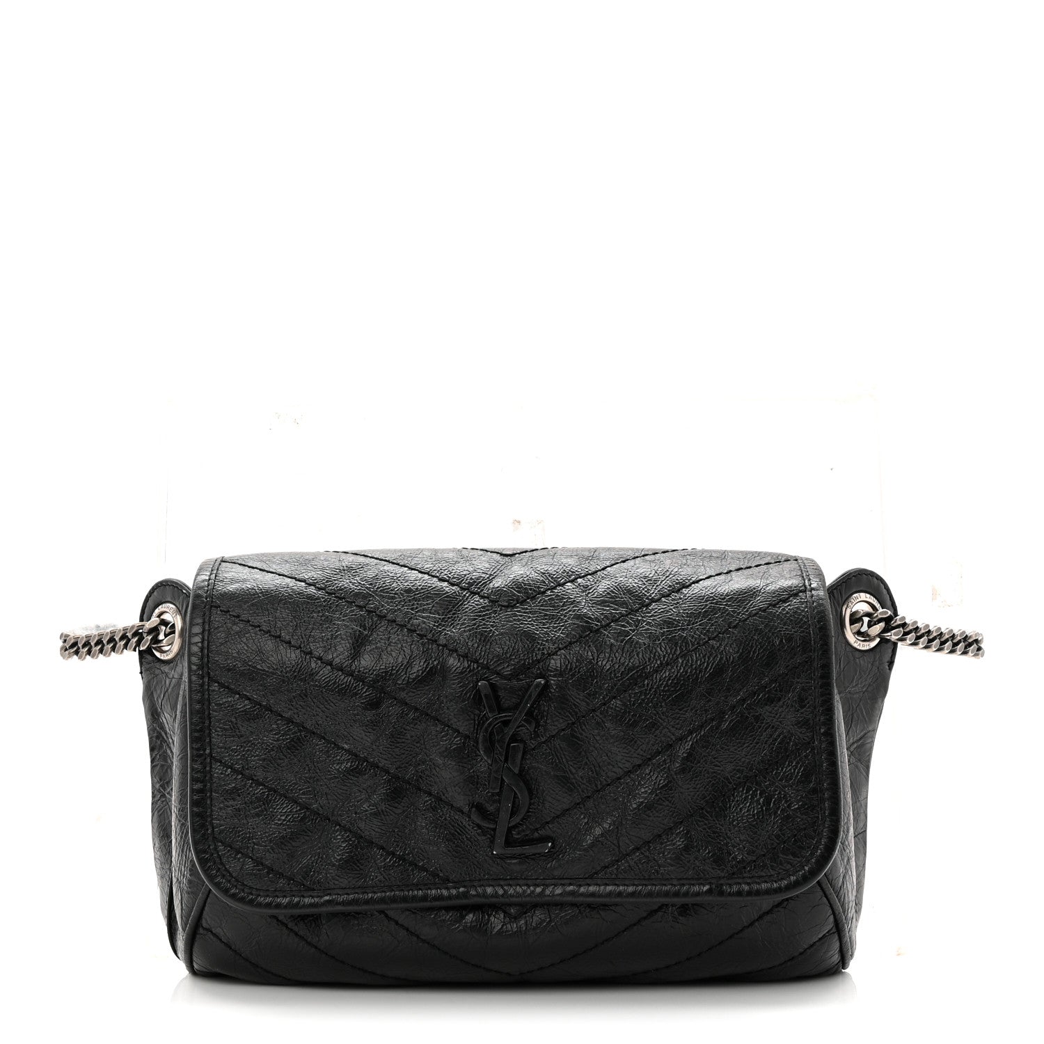 Saint Laurent Crinkled Calfskin Matelasse Monogram Niki Body Bag Black 1 of 11