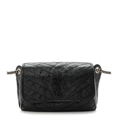 Saint Laurent Crinkled Calfskin Matelasse Monogram Niki Body Bag Black 1 of 11