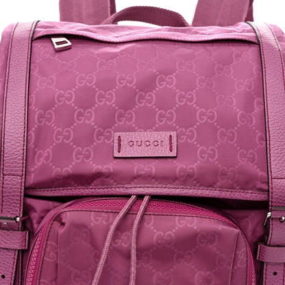 Gucci Nylon Monogram Dollar Calfskin Medium Light Double Buckle Backpack Peonia Flower 8 of 12
