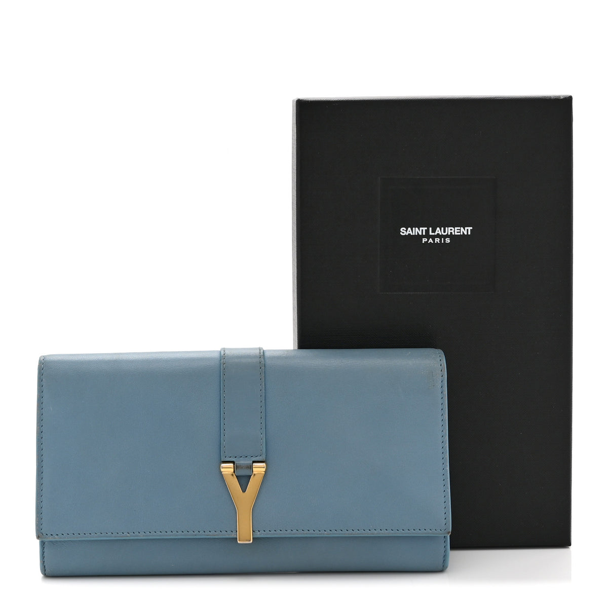 Saint Laurent Calfskin Classic Y Ligne Clutch Blue 11 of 11