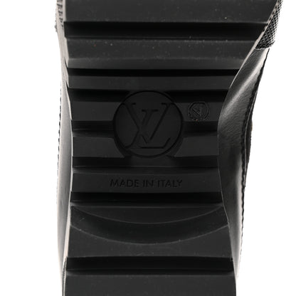 Louis Vuitton Velvet Calfskin Monogram Laureate Platform Desert Boots 37 Black Green 8 of 9