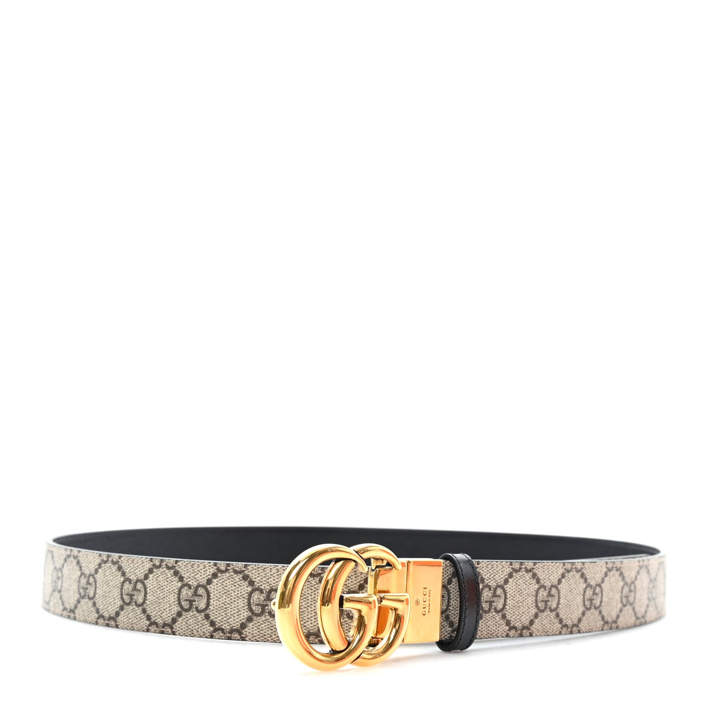 GG Supreme Monogram Plutone Calfskin Double G Reversible 30mm Belt 105 42 Beige Ebony New Acero