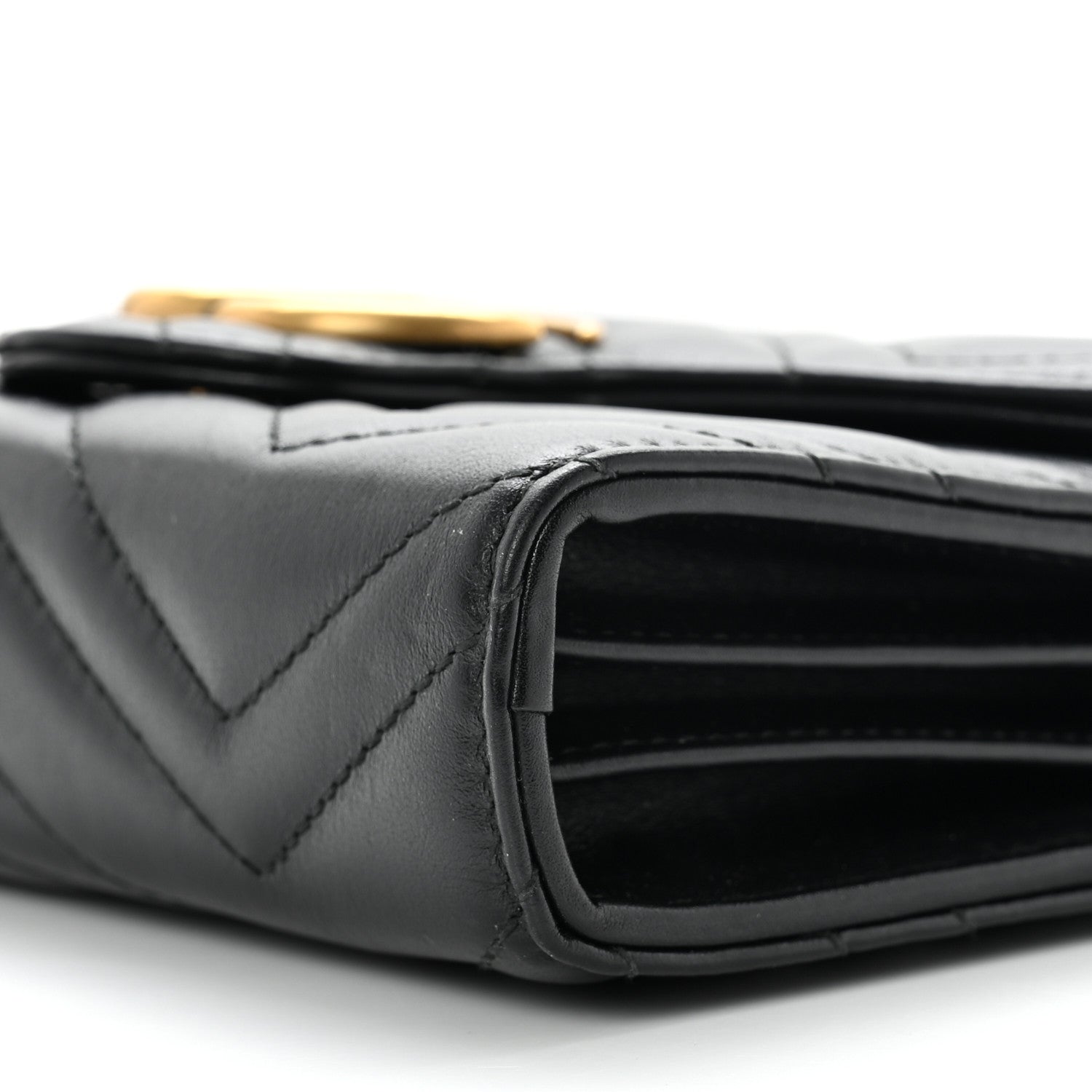Gucci Calfskin Matelasse GG Marmont Chain Wallet Black 8 of 9
