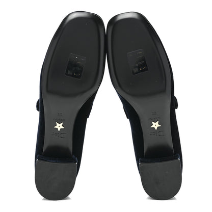 Christian Dior Velvet Baby-D Ballet Pumps 38 Deep Blue 5 of 8