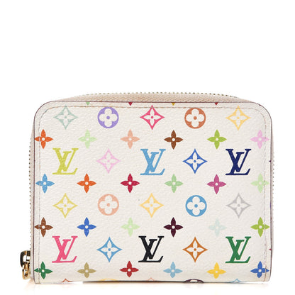 Louis Vuitton Monogram Multicolor Zippy Coin Purse Wallet White Litchi 1 of 7