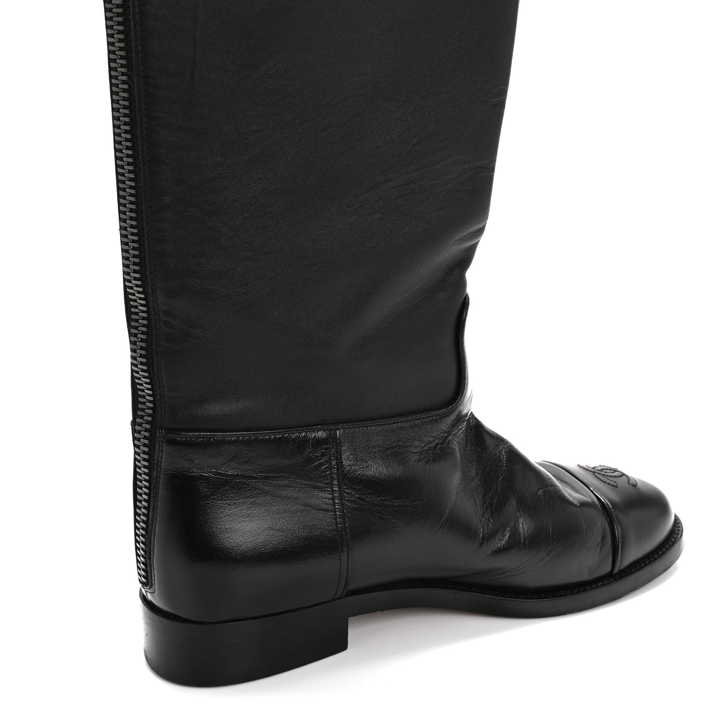 Calfskin Cap Toe CC Riding Boots 38.5 Black