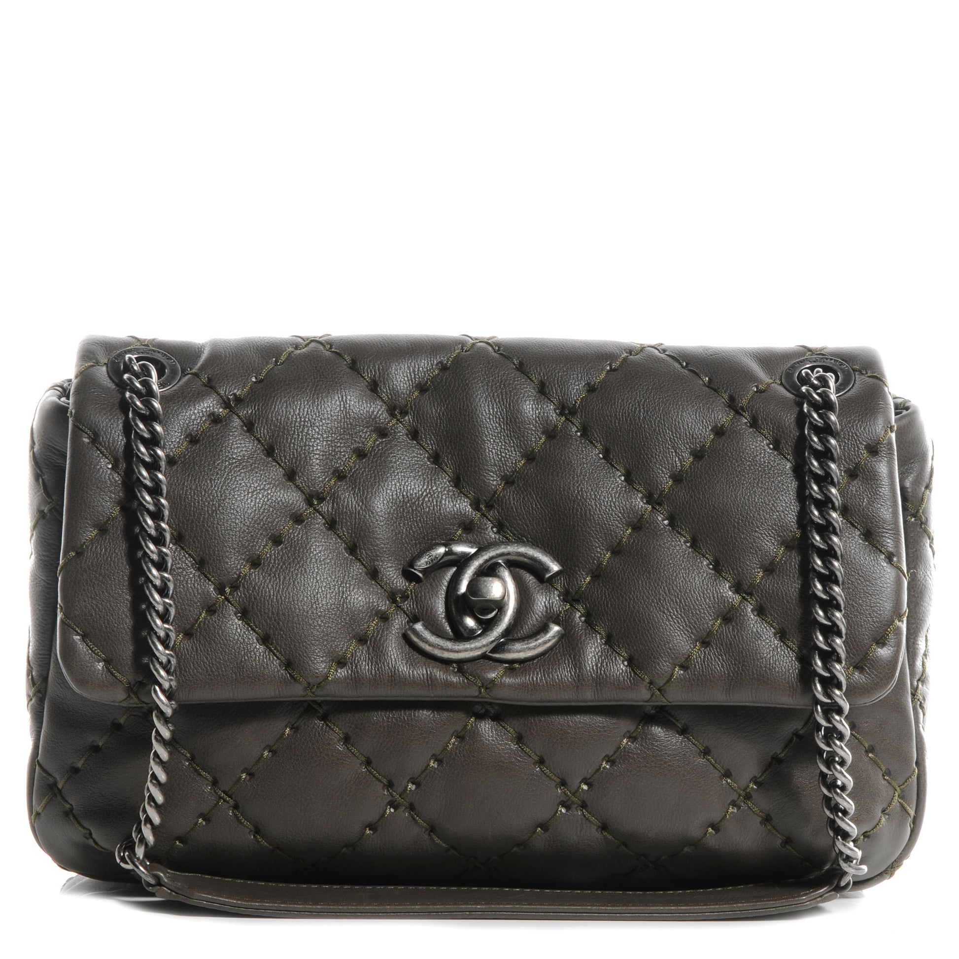 Chanel Calfskin Ultimate Stitch Flap Khaki 1 of 10