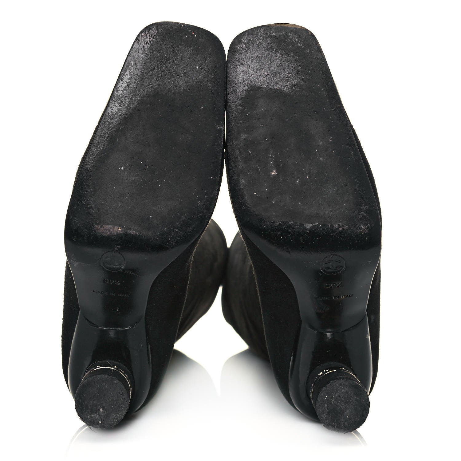 Chanel Suede Calfskin Patent CC Cap Toe Knee High Boots 39.5 Black 5 of 8