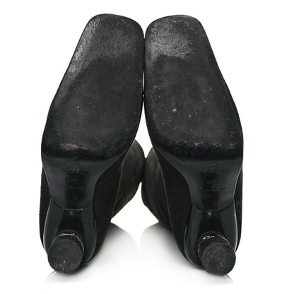 Chanel Suede Calfskin Patent CC Cap Toe Knee High Boots 39.5 Black 5 of 8