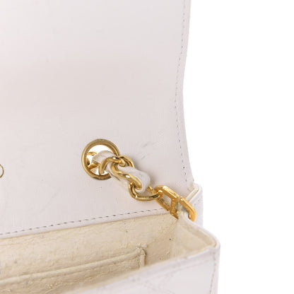Chanel Calfskin Diamond Double Stitch Flap White 9 of 22