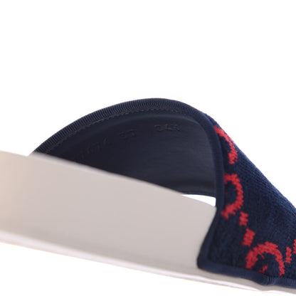 Gucci Terry Cloth GG Monogram Slide Sandals 37 Blue Red 8 of 10