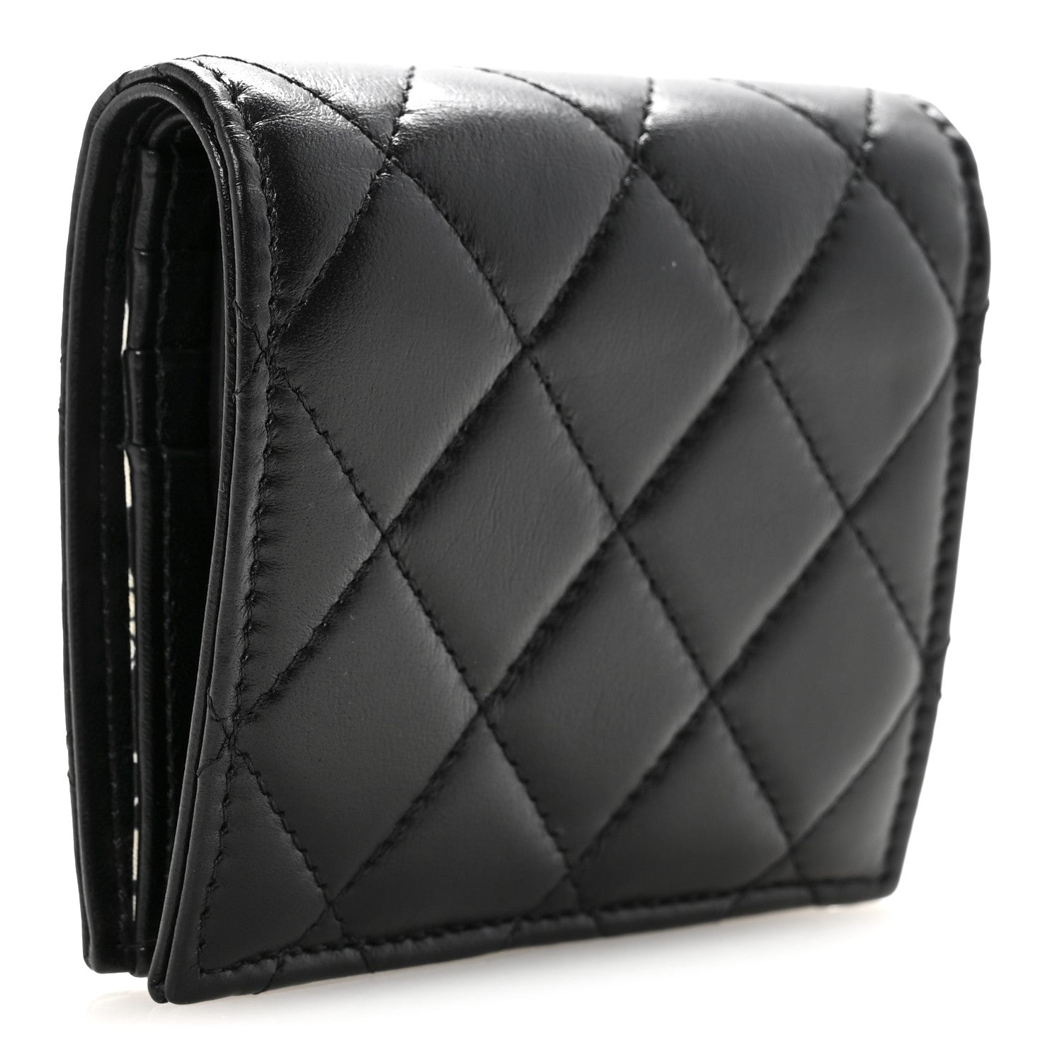 Chanel Lambskin Quilted CC Compact Bifold Wallet Black 3 of 8