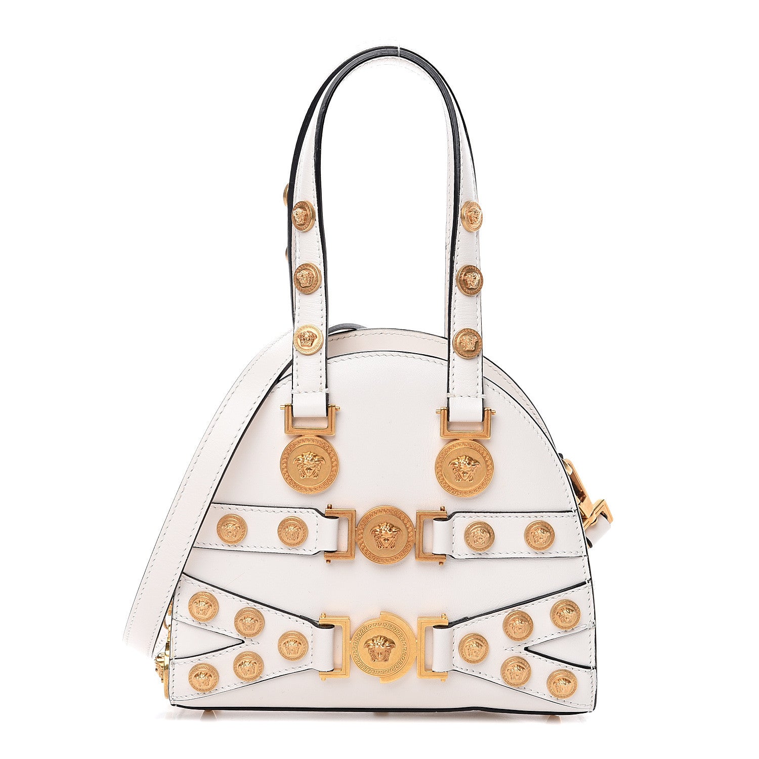 Versace Calfskin Small Medallion Tribute Bowling Bag White 1 of 9