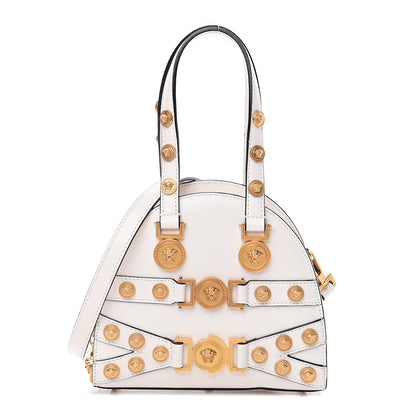 Versace Calfskin Small Medallion Tribute Bowling Bag White 1 of 9