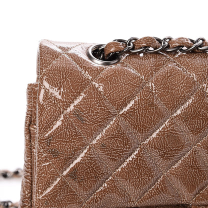 Chanel Crinkled Patent Quilted Medium Double Flap Beige 9 of 9