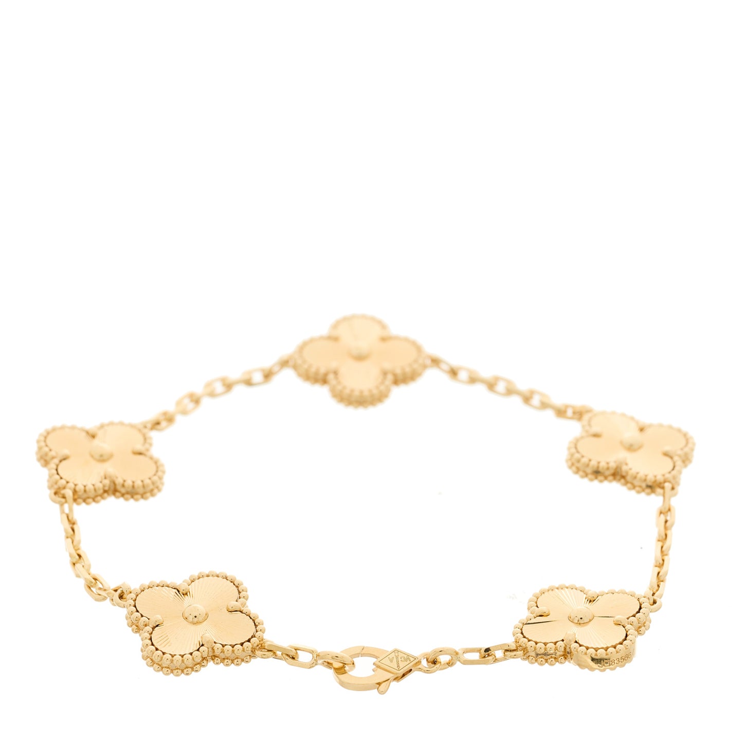 18K Yellow Gold 5 Motifs Guilloche Vintage Alhambra Bracelet