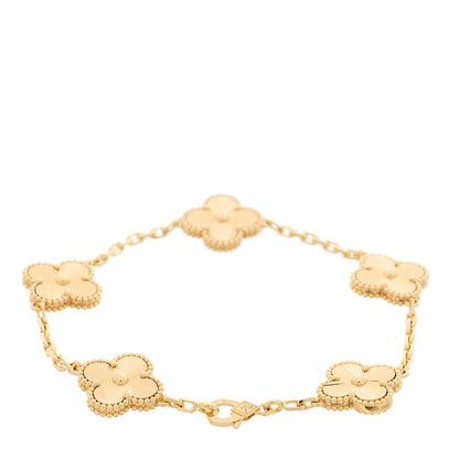 Van Cleef & Arpels 18K Yellow Gold 5 Motifs Guilloche Vintage Alhambra Bracelet 3 of 5