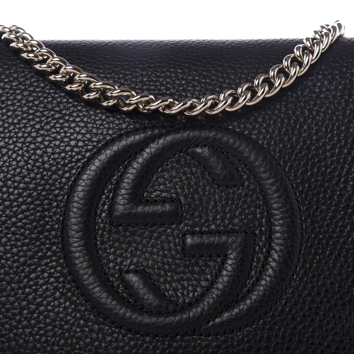 Pebbled Calfskin Medium Soho Flap Crossbody Black