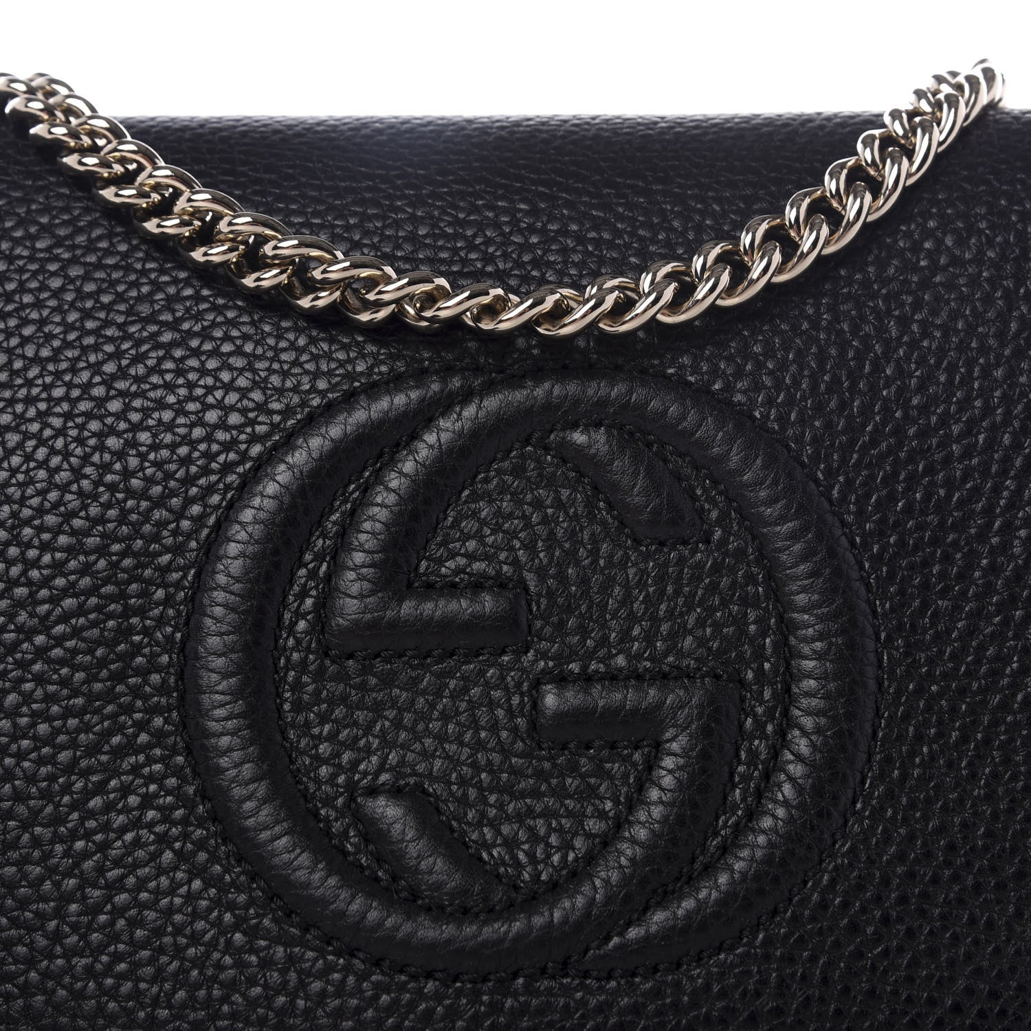 Gucci Pebbled Calfskin Medium Soho Flap Crossbody Black 9 of 9