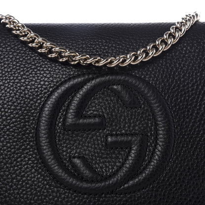 Gucci Pebbled Calfskin Medium Soho Flap Crossbody Black 9 of 9