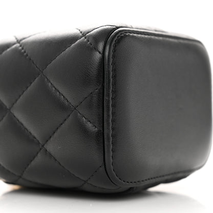 Chanel Lambskin Quilted Mini Pearl Crush Vanity Case With Chain Black 9 of 13