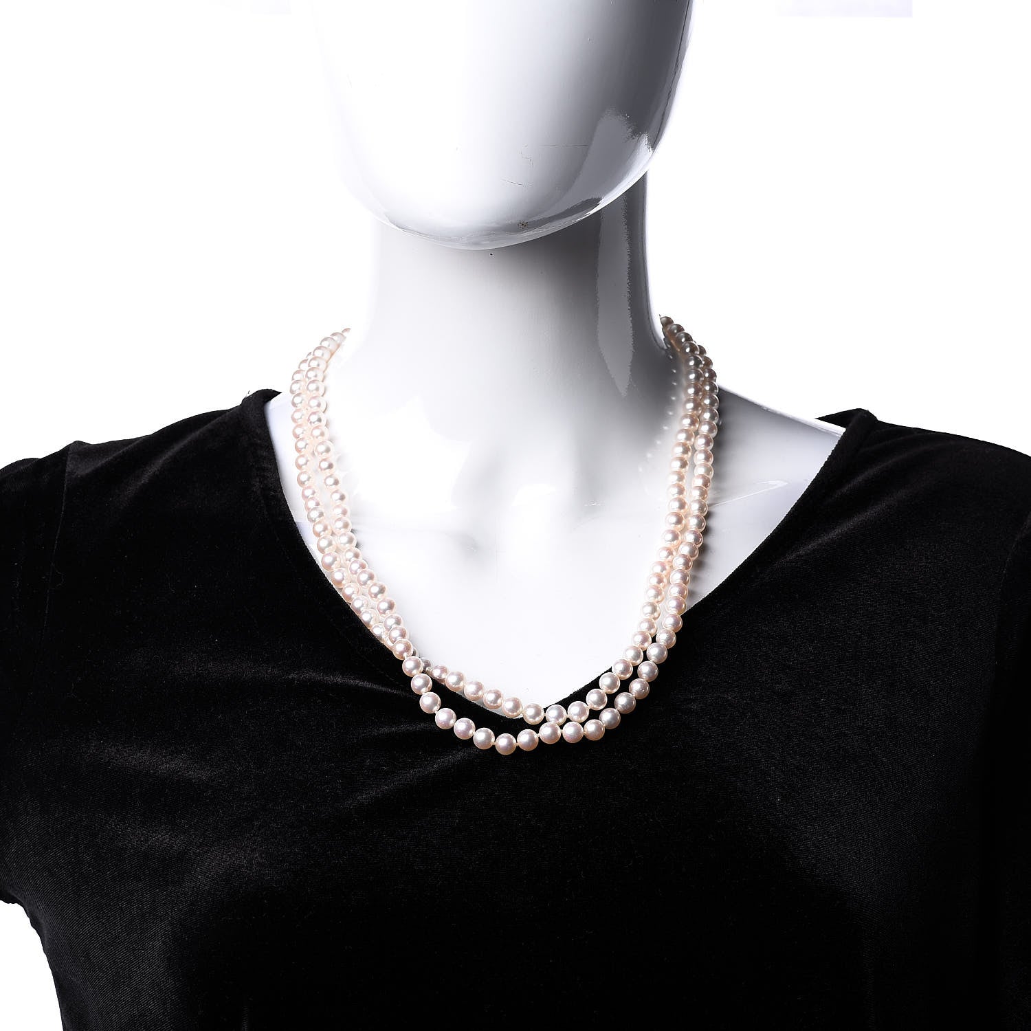 Mikimoto 14K Yellow Gold Akoya Pearl Double Strand Necklace 22" 2 of 6