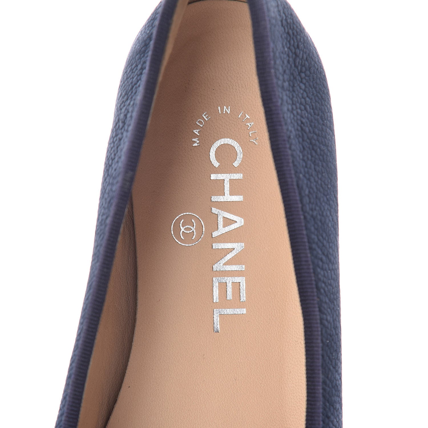 Chanel Nubuck Cap Toe CC Ballerina Flats 37 Marine 5 of 8