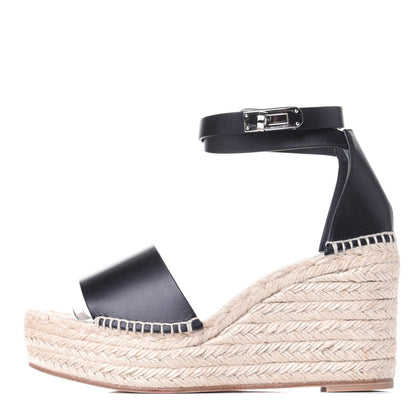 Hermes Calfskin Tipoli Espadrille Wedges 39 Black 1 of 10