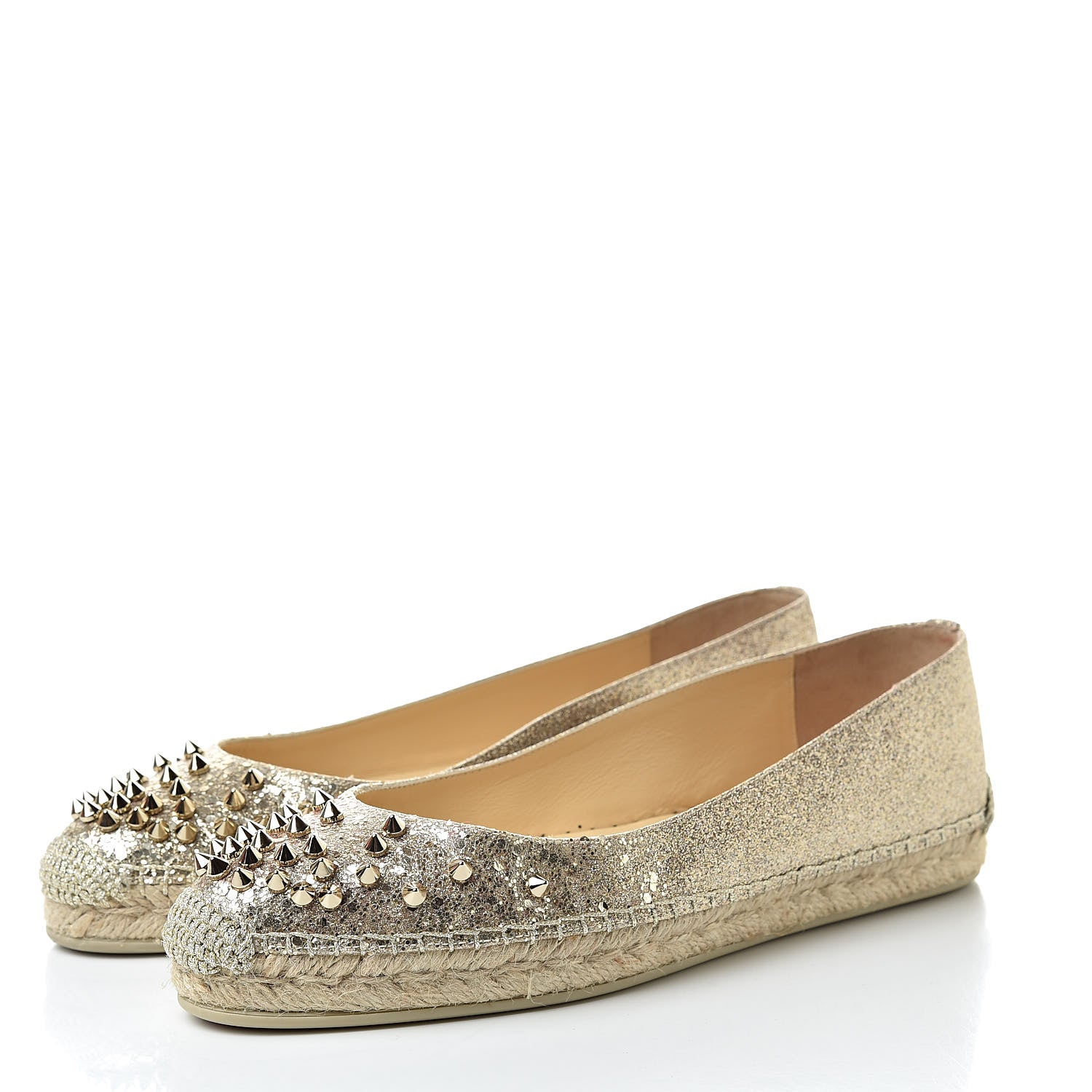 Christian Louboutin Glitter Aliochette Espadrilles 39 Gold 3 of 11