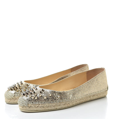 Christian Louboutin Glitter Aliochette Espadrilles 39 Gold 3 of 11