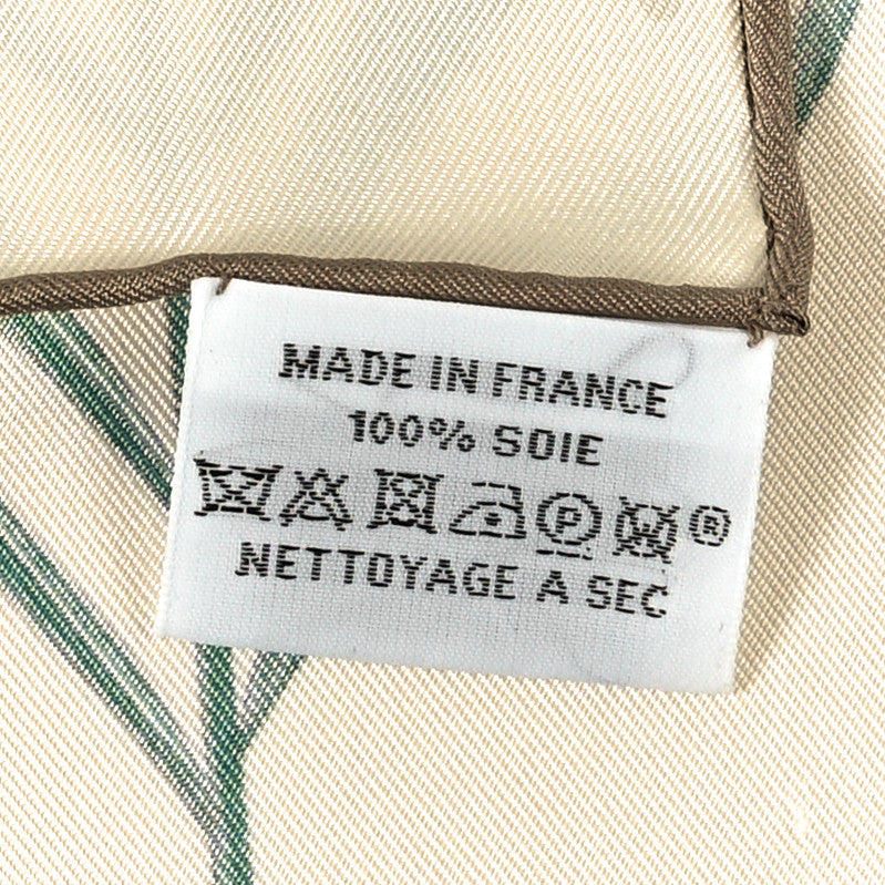 Silk Index Palmarum Scarf 90 Ivoire Vert Olive