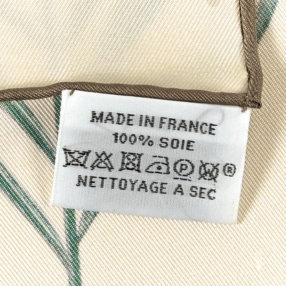 Hermes Silk Index Palmarum Scarf 90 Ivoire Vert Olive 4 of 5