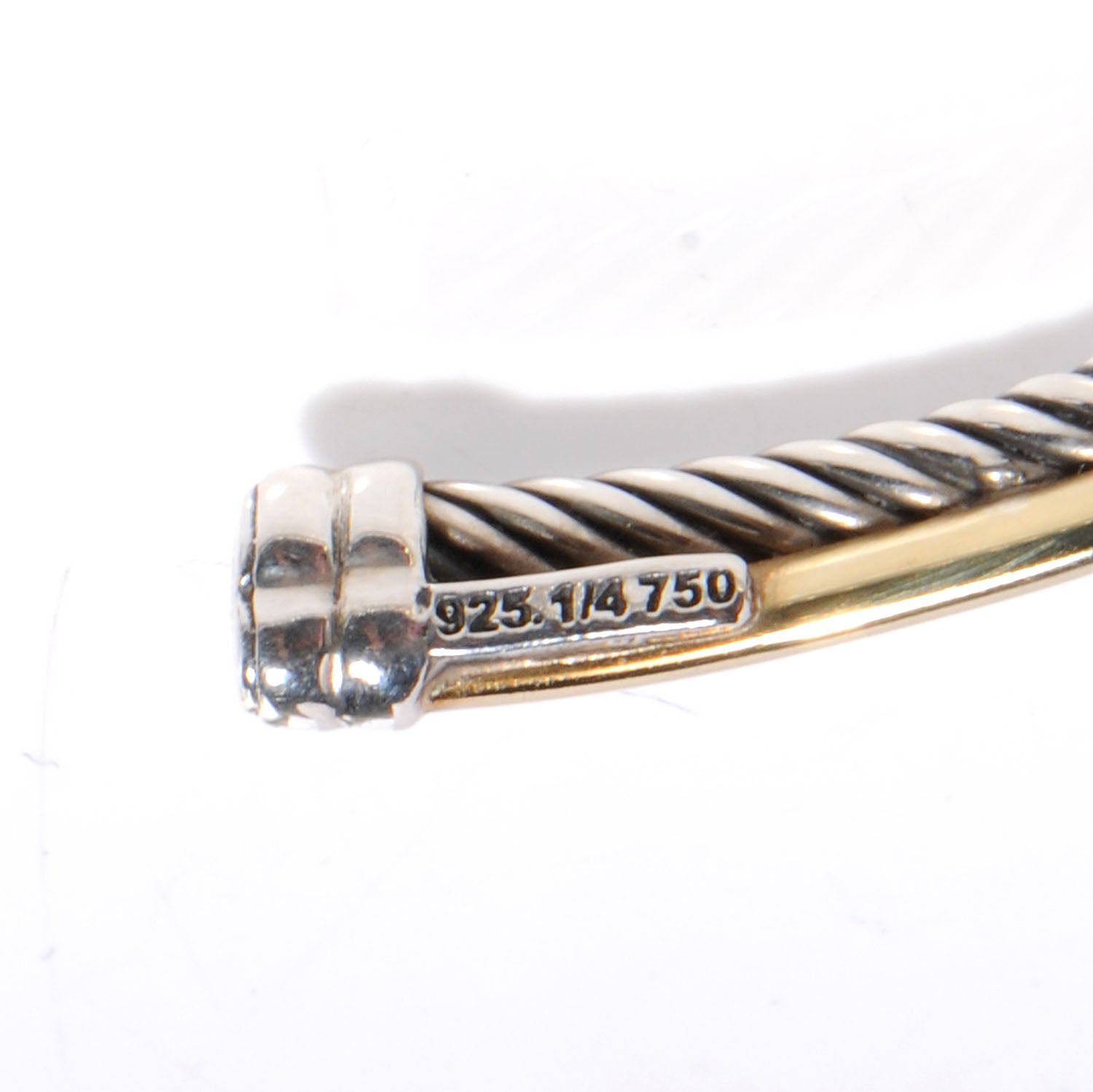 David Yurman Sterling Silver 18K Yellow Gold 3mm Crossover Cuff Bracelet 3 of 5