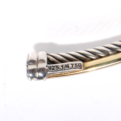 David Yurman Sterling Silver 18K Yellow Gold 3mm Crossover Cuff Bracelet 3 of 5