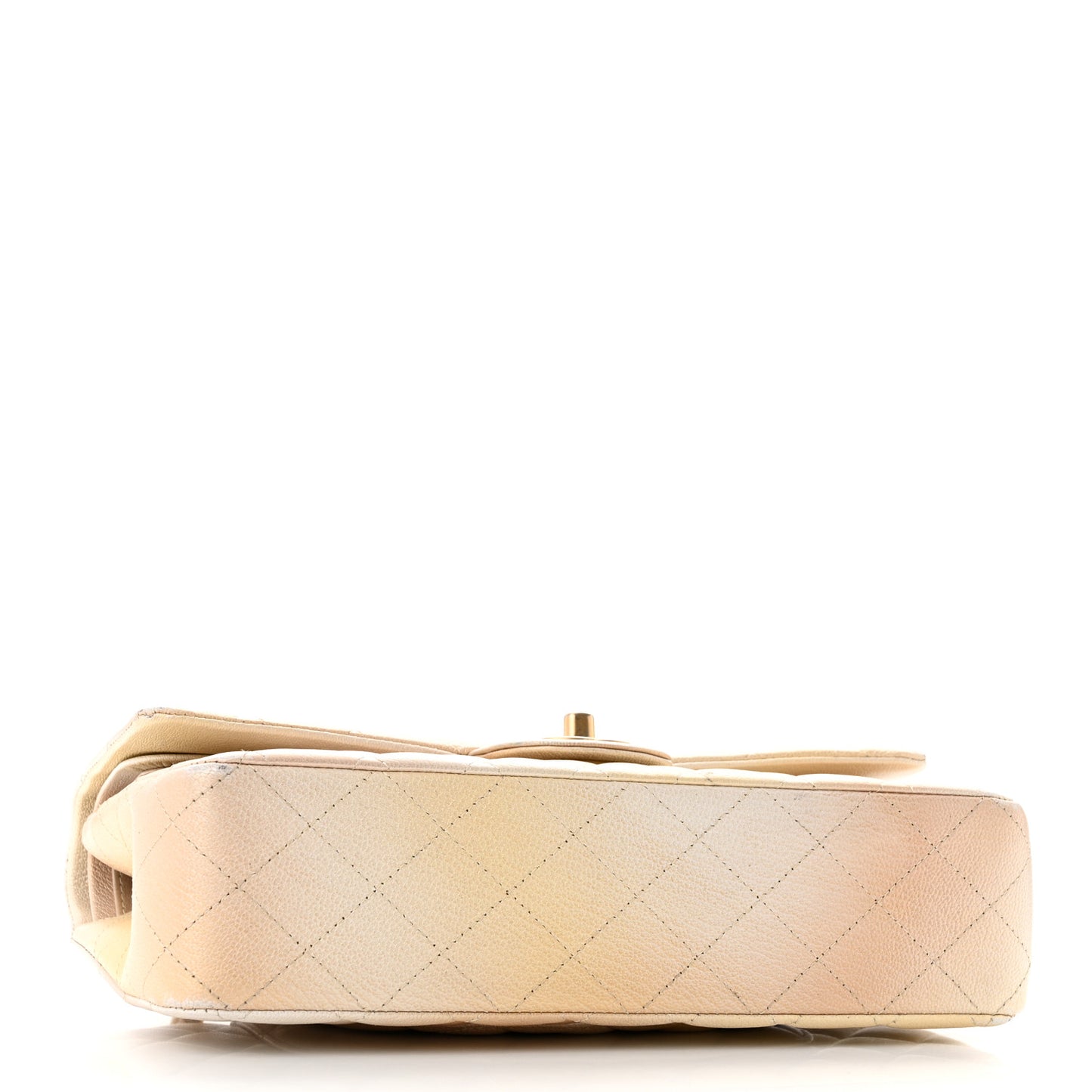 Metallic Goatskin Quilted Ombre Medium Double Flap Gold