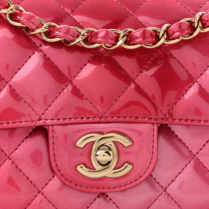 Chanel Shaded Patent Calfskin Quilted Mini Rectangular Flap Pink Dark Pink 8 of 11