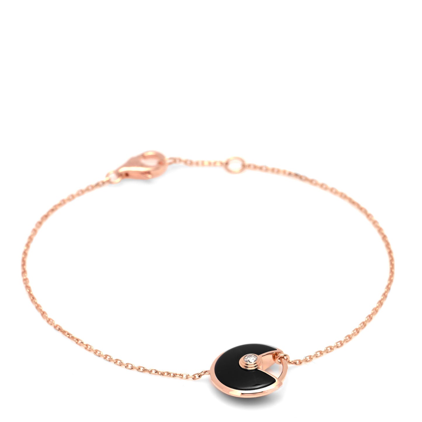 18K Pink Gold Diamond Black Onyx Amulette de Cartier Bracelet